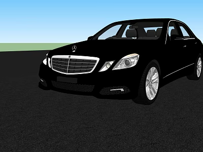 Elegant Black Mercedes Benz Sedan With Chrome Front Grille And Headlights 3d model