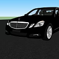 Elegant Black Mercedes Benz Sedan With Chrome Front Grille And Headlights
