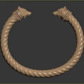 Elegant Twisted Copper Colored Bracelet with Wolf Head Accents and Intricate Design