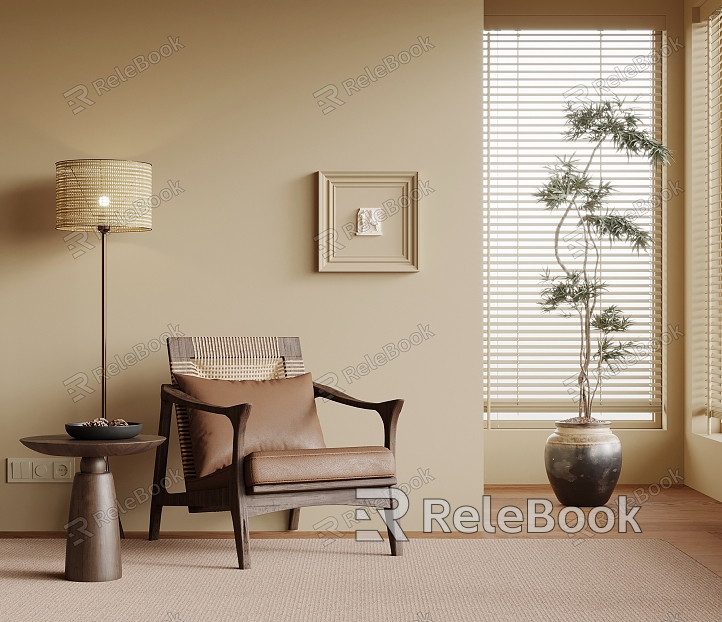 Leisure chair green plant floor lamp model