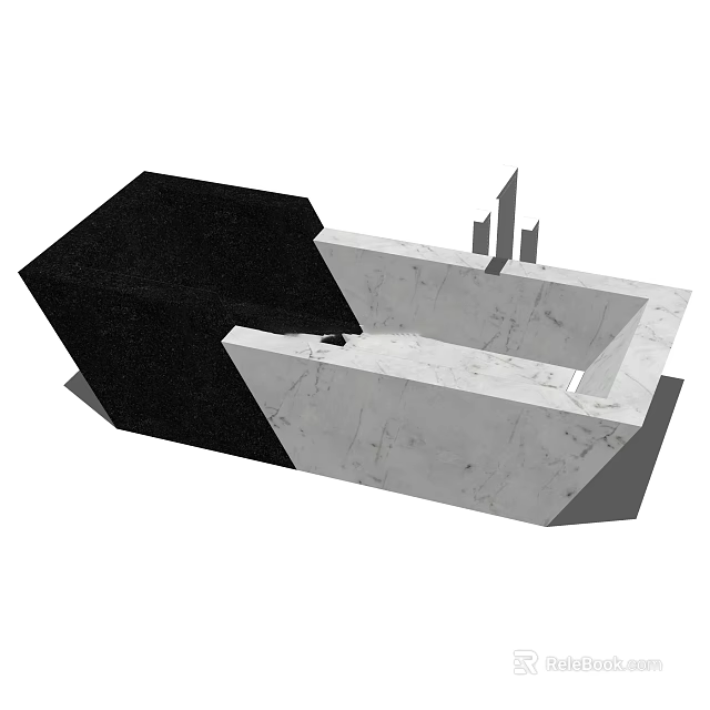 Sleek Modern Marble Bathtub With Black Accent For Bathroom Interior Design 3d model 