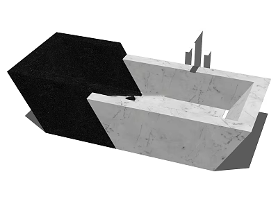 Sleek Modern Marble Bathtub With Black Accent For Bathroom Interior Design 3d model