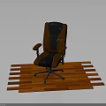 Black And Brown Office Chair With Armrests On Wheeled Base Wooden Floor
