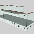 Modern Glass Railings Structure With Metal Brackets And Stainless Steel Fasteners