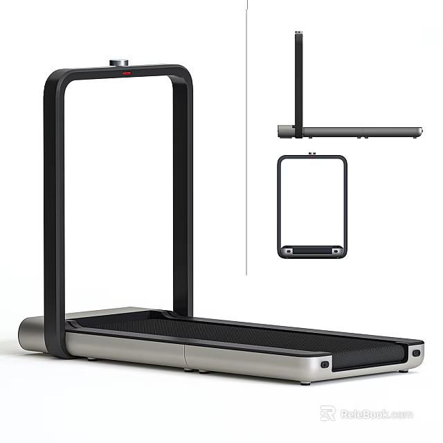 Modern Home Treadmill With Sleek Black Frame And Suspended Display Panel 3d model