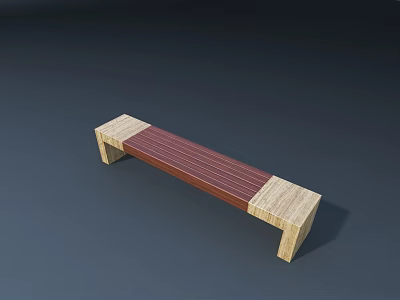 Wooden Outdoor Bench With Light And Dark Wood Strips And Modern Simple Design 3d model