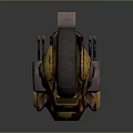 3D Rendered Mechanical Component With Yellow Gray Worn Metal Texture Wheel And Parts