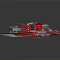Red And Silver Mechanical Spaceship Model Showcasing Intricate Engine Wing And Structural Design 3d model