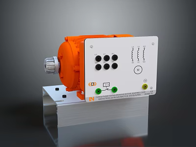 Industrial Equipment With Orange Knob White Panel Multiple Buttons And Indicator Lights On Metal Base 3d model