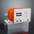 Industrial Equipment With Orange Knob White Panel Multiple Buttons And Indicator Lights On Metal Base