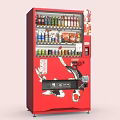 Red Commercial Vending Machine With Koi Fish Design And Various Drinks Snacks Inside 3d model