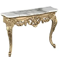 Elegant Marble Top Table With Gold Carved Legs And Ornate Design