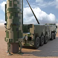 Military Weapon System Featuring Camouflage Truck Mounted Missile Launcher Desert Deployment Ready