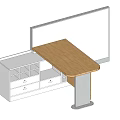 Partitioned Office Workstations With Wooden Desks White Drawer Cabinets And Transparent Divider Panels
