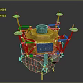 Lunar Lander Model With Yellow Structure Gray Base And Antenna Components
