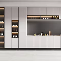 Modern Wine Cabinet With Integrated Storage Racks And LED Lighting Interior Design 3d model
