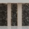 Modern Textured Background Wall With Dark Stone Panels And Light Wooden Frames 3d model