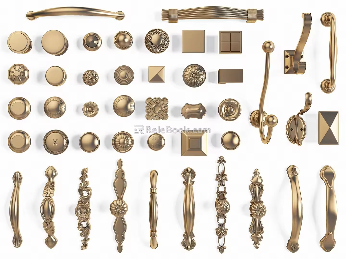 Jane European door handle cabinet door handle drawer handle metal hook combination handle combination metal handle combination brass handle 3d model