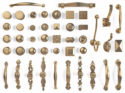 Assorted Decorative Brass Door Handles With Diverse Styles For Furniture And Cabinet 3d model