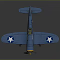 Detailed Blue Fighter Plane Model With White Stars And Number 7725