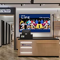 Modern Clothing Store Interior With Wooden Shelves Display Tables Mannequins And Pendant Lights