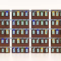 Jewelry with Small Tags in Green Blue Yellow Colors on Wooden Shelves Text and Barcodes