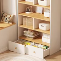 White Multi layer Storage Shelf With Storage Boxes Drawers Books And Decorative Items