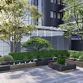 Modern Residential Landscape With Lush Green Trees Shrubs Water Features And Paved Area