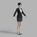 Business Woman In Professional Black Suit With White Blouse And High Heels