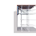 Construction Scaffolding Structure With Vertical Poles And Horizontal Support Bars 3d model