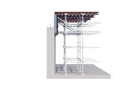 Construction Scaffolding Structure With Vertical Poles And Horizontal Support Bars 3d model