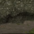 Natural Cave Interior With Rough Rock Walls And Moss Covered Ground