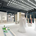 Wedding Dress Store Interior With Elegant Wedding Dresses Display And Large Windows
