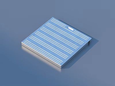 Modern Silver Square Metal Panel with Striped Surface and Small Indentation 3d model