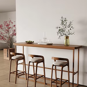 Middle Ancient Bar Counter Middle Ancient Style Bar Counter Dining Table Chair Bar Counter Solid Wood Bar Counter Dining Table High Stool 3d model