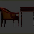 Classic Wooden Desk With Drawer Storage And Woven Accent Chair