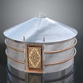Traditional Yurt Model With White Dome Decorative Door And Rope Details