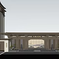 New Chinese Gate Demonstration Area Gate 3d model