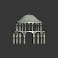 Ornate White Dome Structure With Intricate Columns And Square Platform Base 3d model