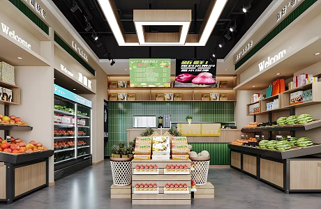Modern Fruit Shop 3d model