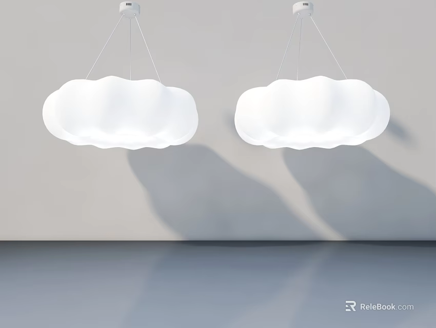 Swing Door Design With Cloud Pendant Lights On Light Wall Smooth Floor 3d model 