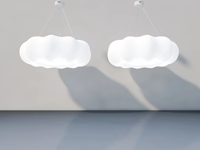 Swing Door Design With Cloud Pendant Lights On Light Wall Smooth Floor 3d model