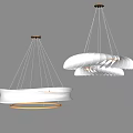 Modern White Chandeliers With Unique Circular Design And Soft Hanging Lighting