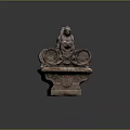 Ornate Vintage Outdoor Bench With Carved Details And Decorative Statues Design