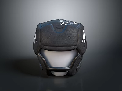 Modern Weapon Tactical Helmet With Black Shell And White Graphic Details 3d model