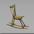 Colorful Wooden Rocking Horse With Red Reins Yellow Star And Decorative Stripes