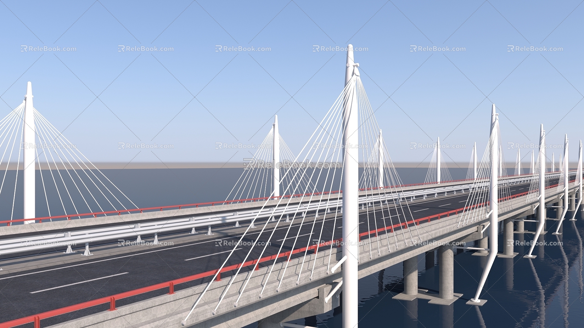 modern bridge crossing river bridge 3d model