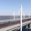 modern bridge crossing river bridge 3d model