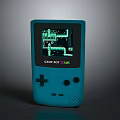 Blue Game Boy Color Handheld Gaming Console With Classic Game Screen 3d model