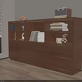 Modern Wooden Bookshelf With Compartments Drawers Books Decorative Items And Radio